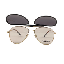 Cargar imagen en el visor de la galería, Lentes de Sol Unisex Marioni, Armazón Dorado con Clip-On Polarizado M3410C - C2